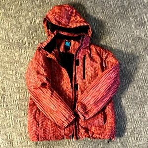 Iceburg Jacket Women’s large red patterned Insulated Coat Snowboard/ Ski